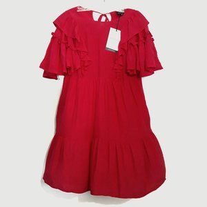 Who What Wear Bell Sleeve Silky Ruffle Dress NWT